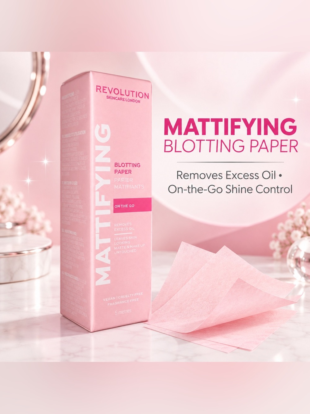 Revolution Mattifying Blotting Paper - Pink